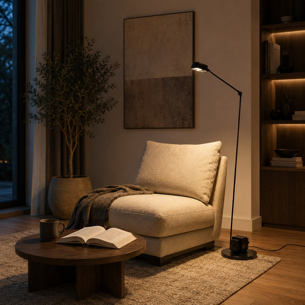 Modern Floor Lamp Adjustable Height Metal Shade LED Lighting for Living Room | ribuella