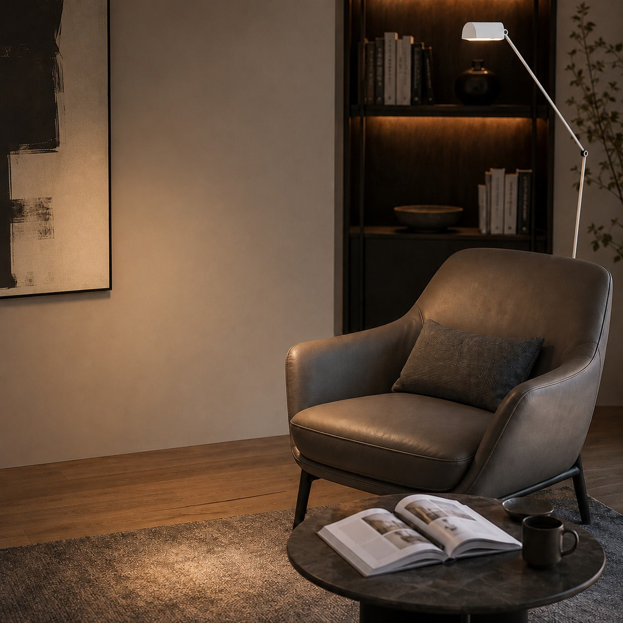 Modern Floor Lamp Adjustable Height Metal Shade LED Lighting for Living Room | ribuella
