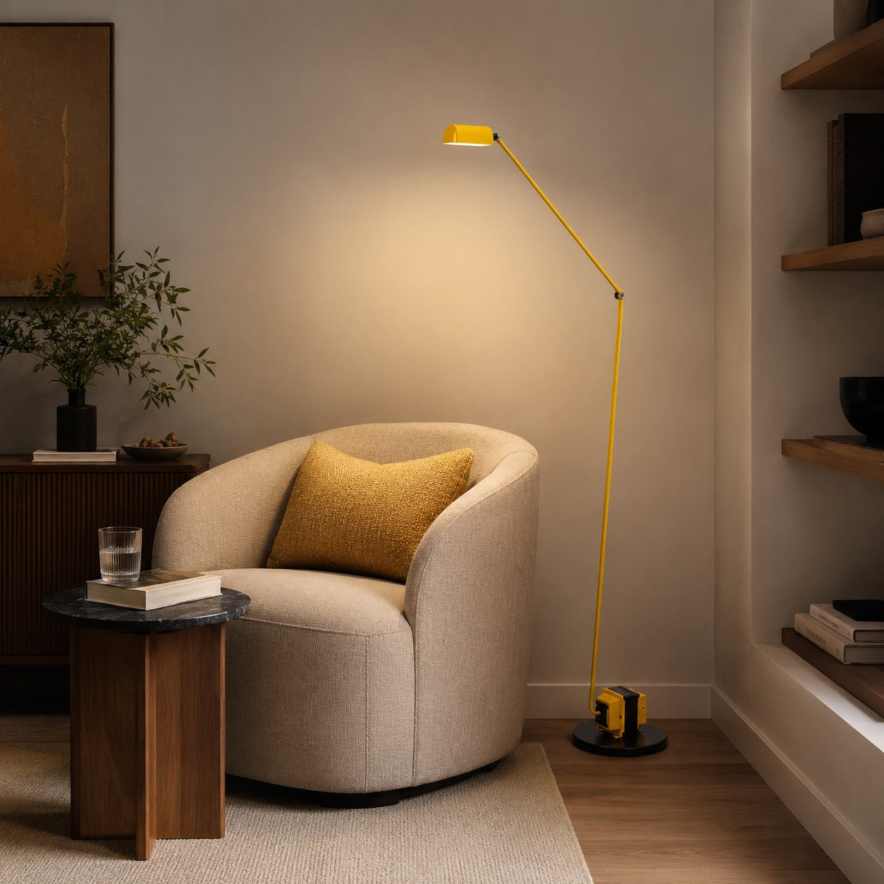 Modern Floor Lamp Adjustable Height Metal Shade LED Lighting for Living Room | ribuella