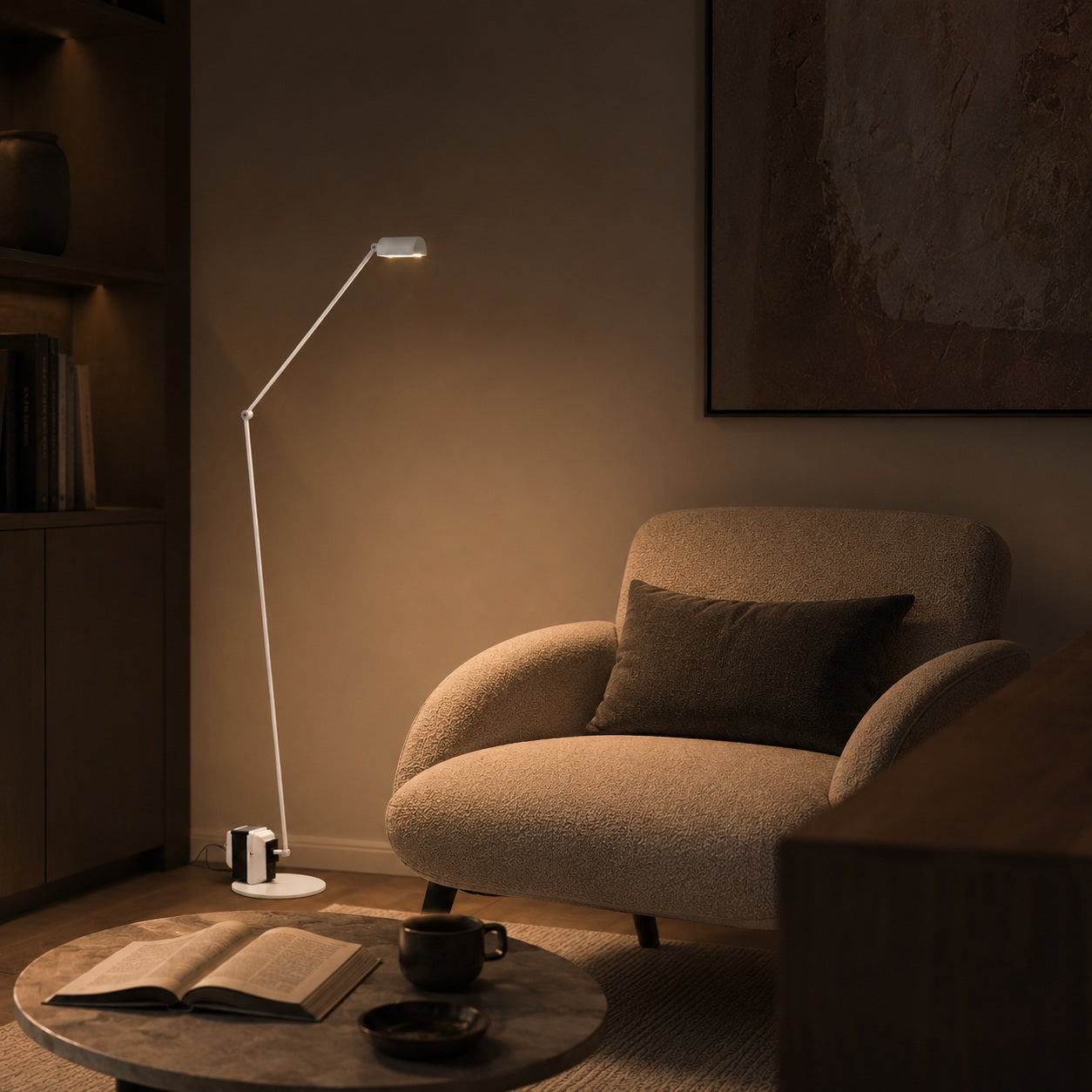 Modern Floor Lamp Adjustable Height Metal Shade LED Lighting for Living Room | ribuella