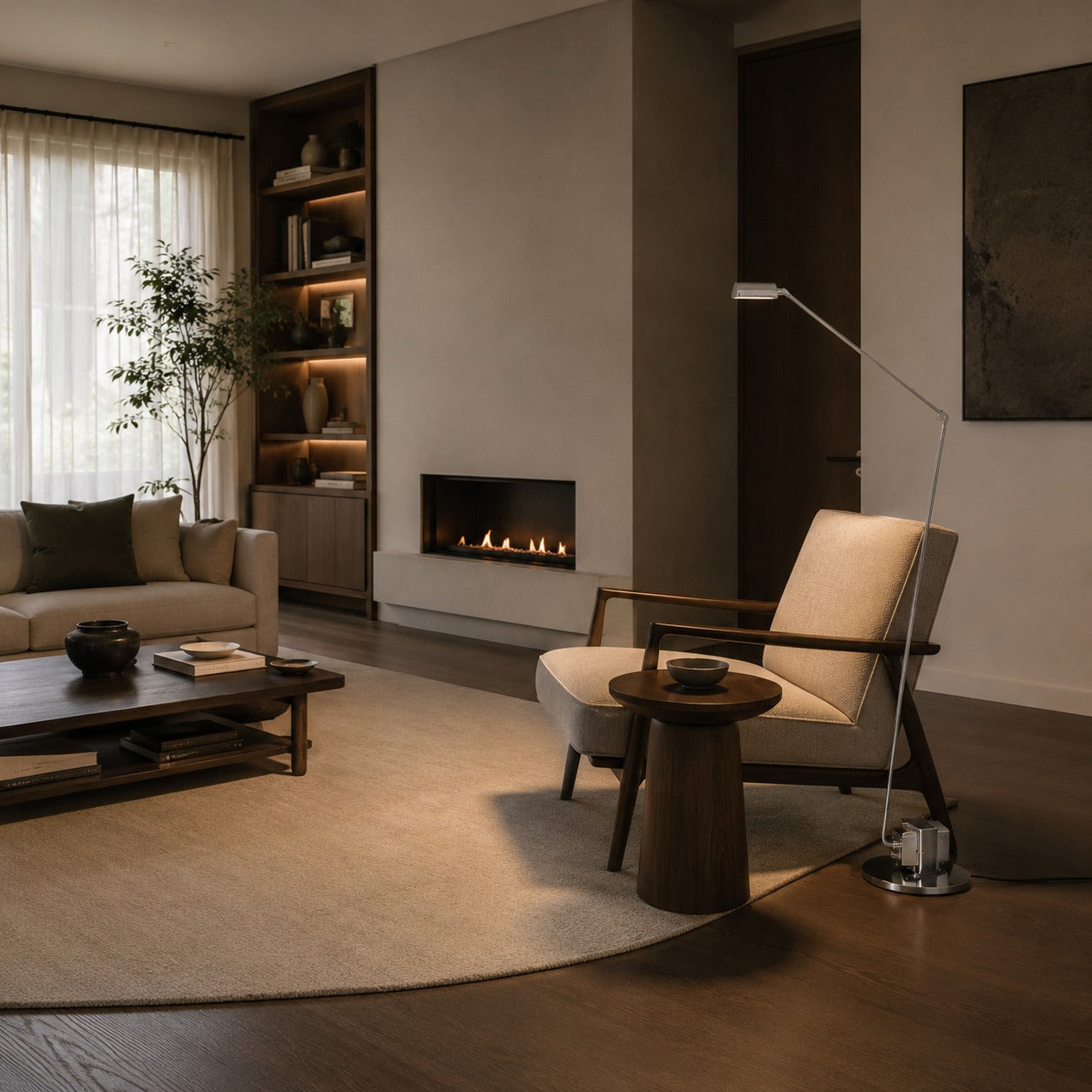 Modern Floor Lamp Adjustable Height Metal Shade LED Lighting for Living Room | ribuella