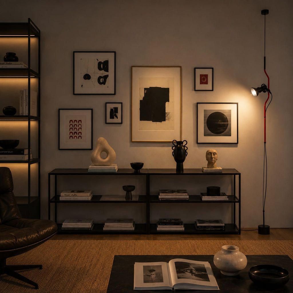 Moderní stojací lampa s nastavitelnou výškou, kovovým bodovým světlem pro vnitřní osvětlení | ribuella