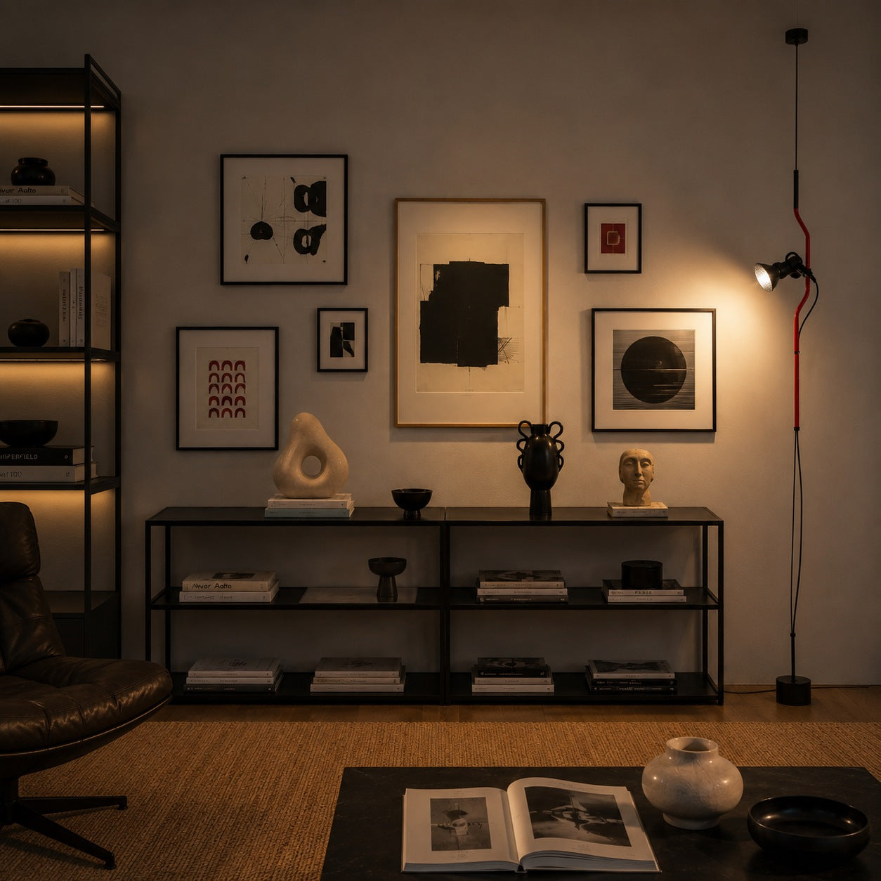 Moderní stojací lampa s nastavitelnou výškou, kovovým bodovým světlem pro vnitřní osvětlení | ribuella