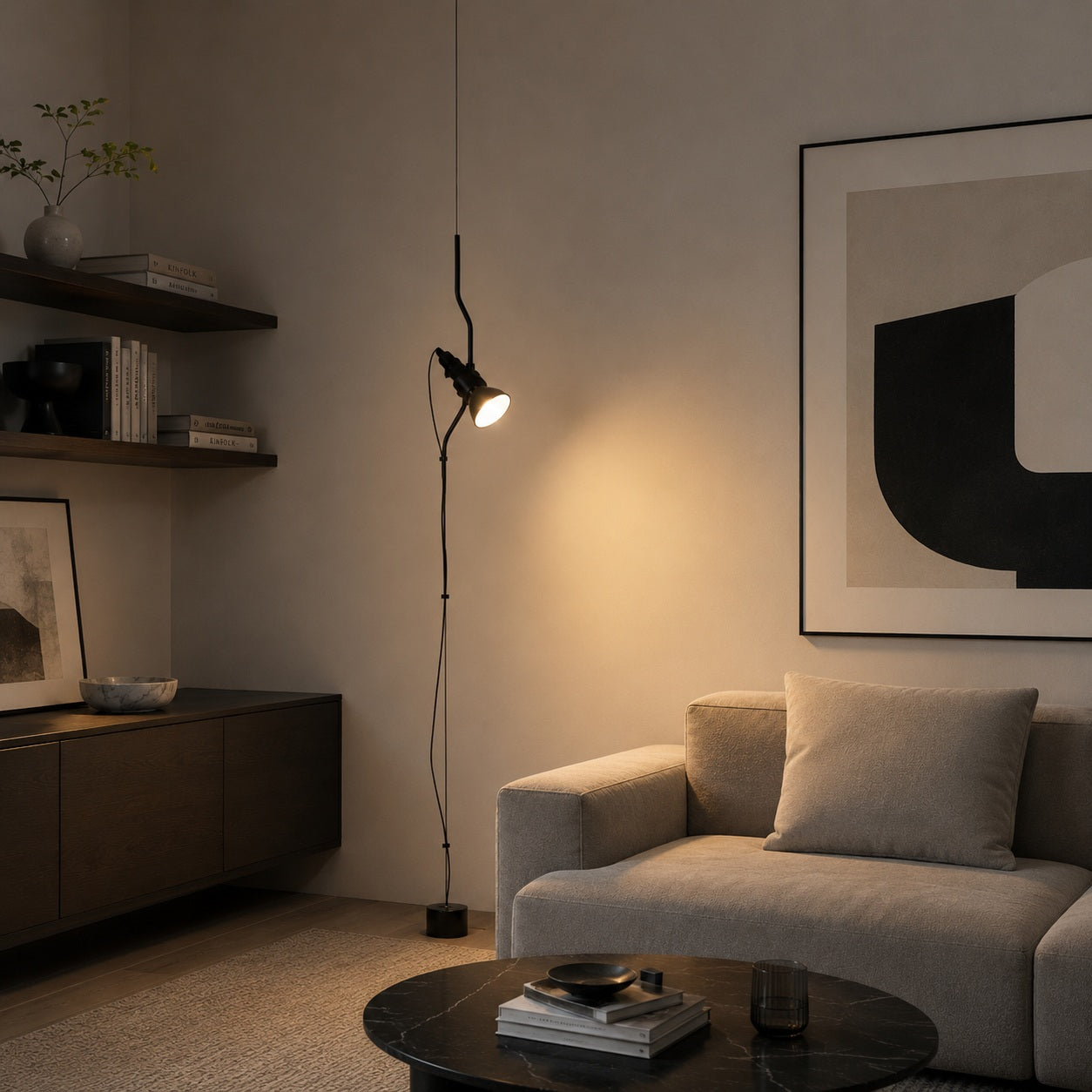 Moderní stojací lampa s nastavitelnou výškou, kovovým bodovým světlem pro vnitřní osvětlení | ribuella