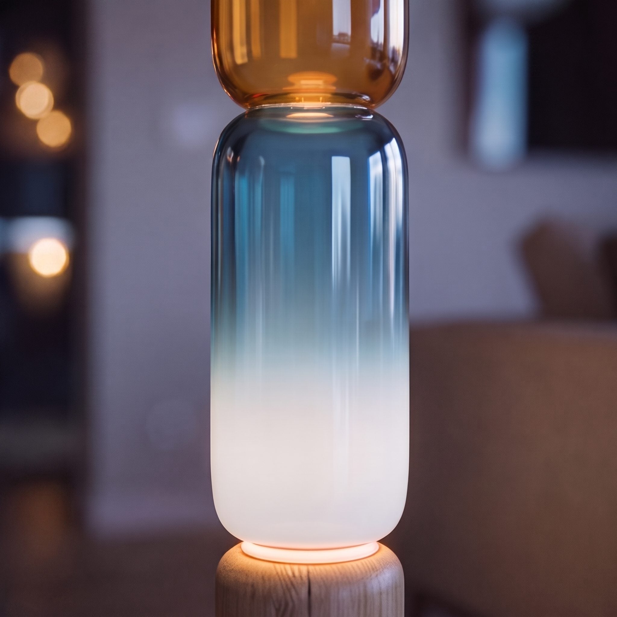 Modern Floor Lamp Adjustable Height Wrought Iron Base Glass Shade LED Lighting | ribuella