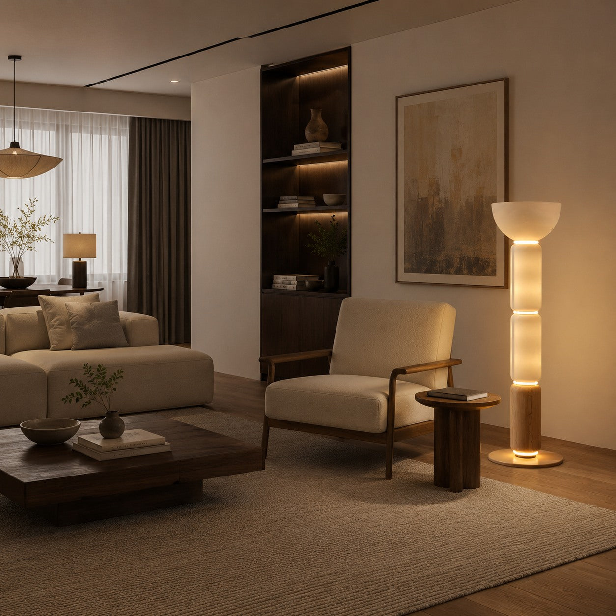 Modern Floor Lamp Adjustable Height Wrought Iron Base Glass Shade LED Lighting | ribuella