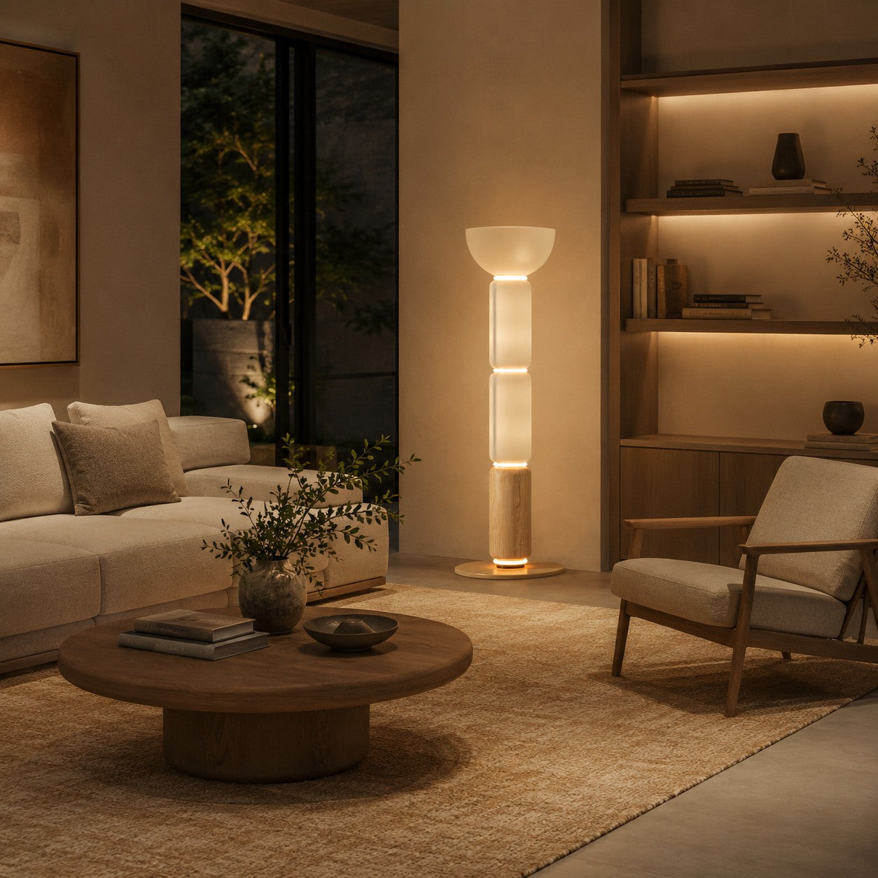 Modern Floor Lamp Adjustable Height Wrought Iron Base Glass Shade LED Lighting | ribuella