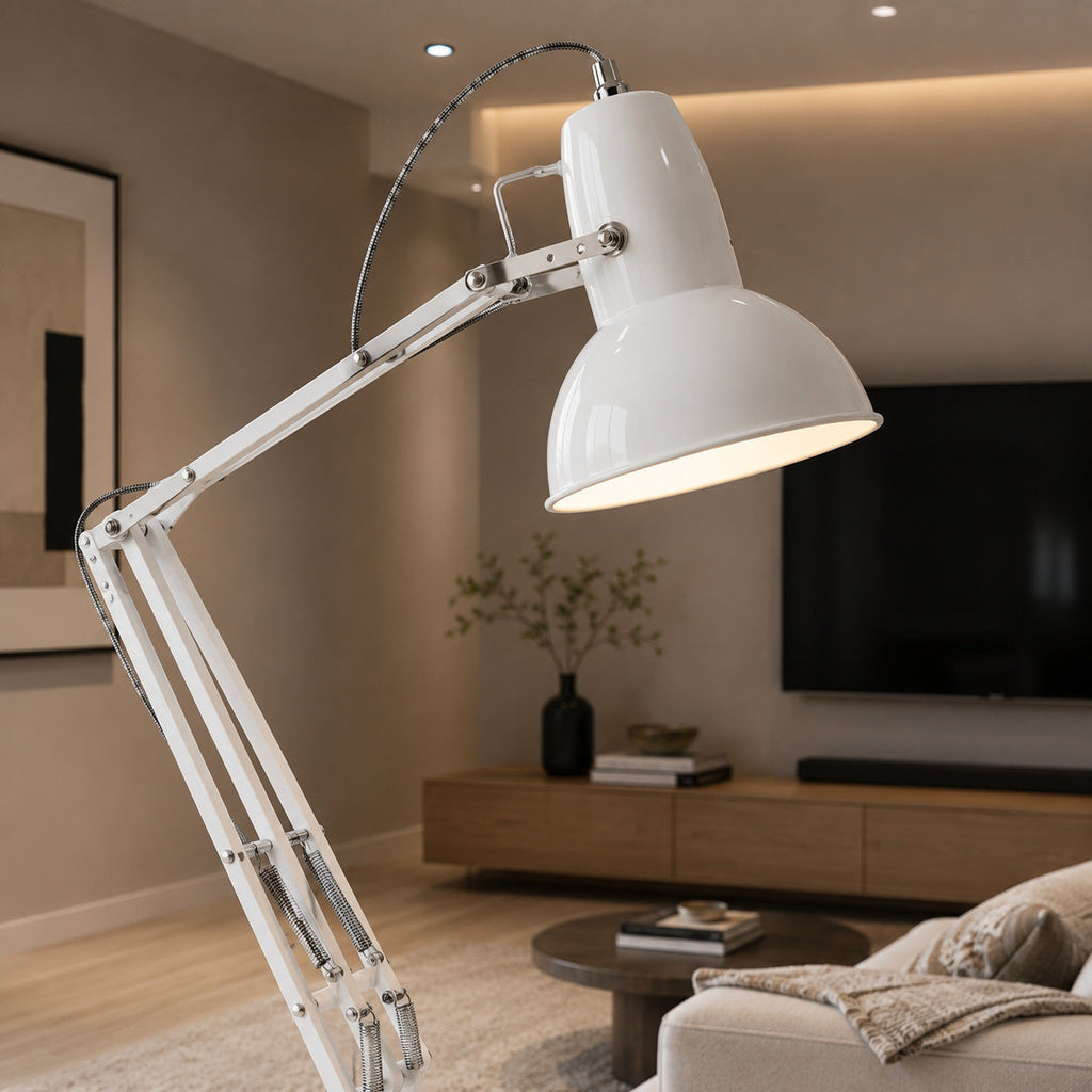 Lampadaire moderne avec base en métal et hauteur réglable, pour l’éclairage du salon | ribuella