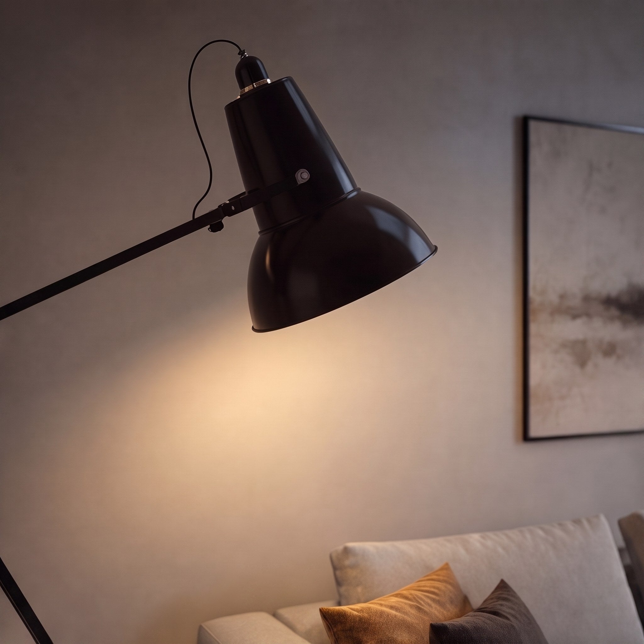 Lampadaire moderne avec base en métal et hauteur réglable, pour l’éclairage du salon | ribuella