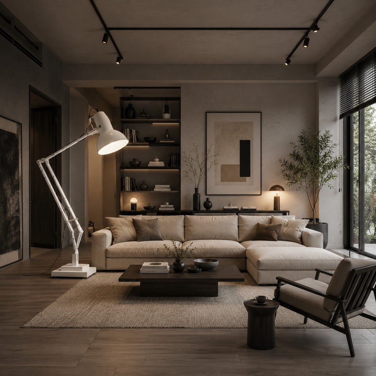 Lampadaire moderne avec base en métal et hauteur réglable, pour l’éclairage du salon | ribuella