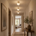 Plafonnier moderne à montage affleurant, cuivre et albâtre, luminaire à halo lumineux doux et chaleureux | ribuella