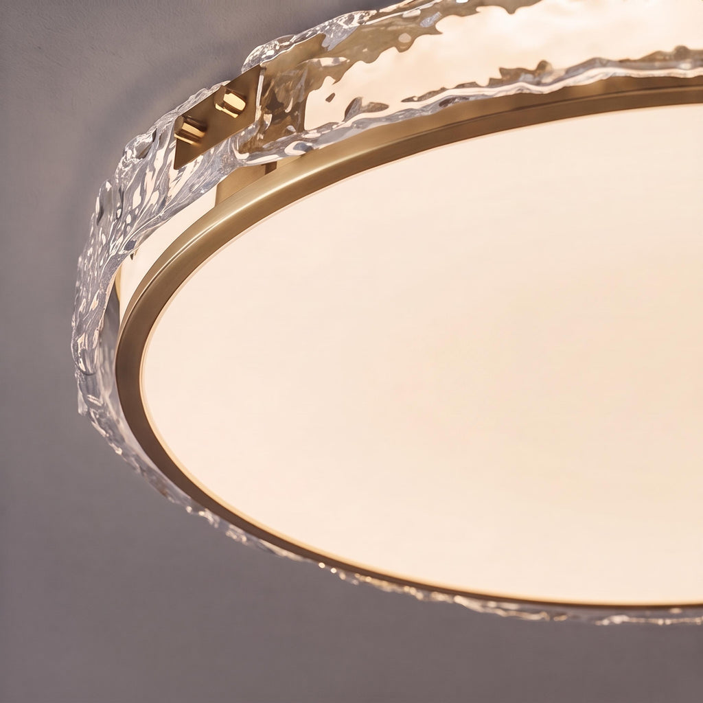 Moderne flächenbündige Deckenleuchte aus Kupfer und Glas mit sanftem, stimmungsvollem Licht | ribuella