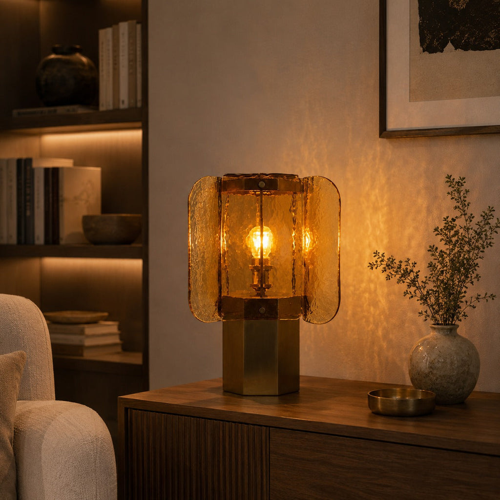 Moderne Tischleuchte aus Glas mit einstellbarer Helligkeit, USB-betriebene LED-Nachttischlampe für die Wohnungsdekoration | ribuella