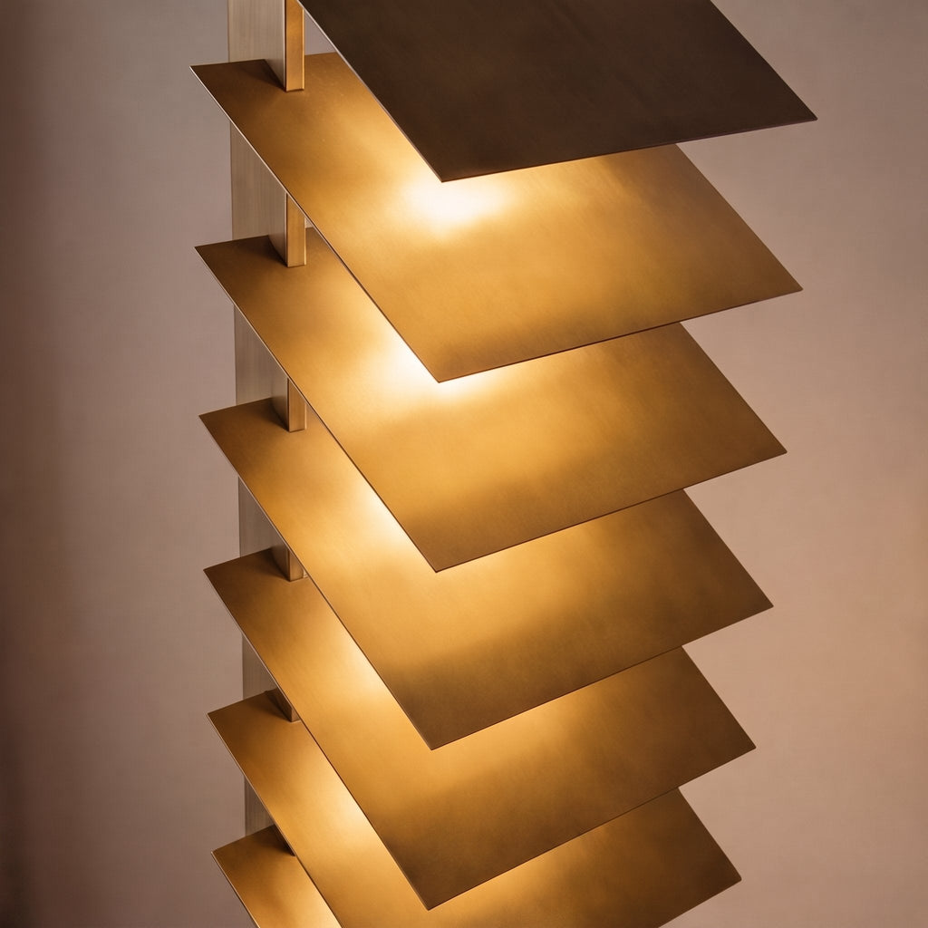 Lampadaire industriel moderne avec abat-jour en aluminium réglable et LED intégrée, finition bronze | ribuella