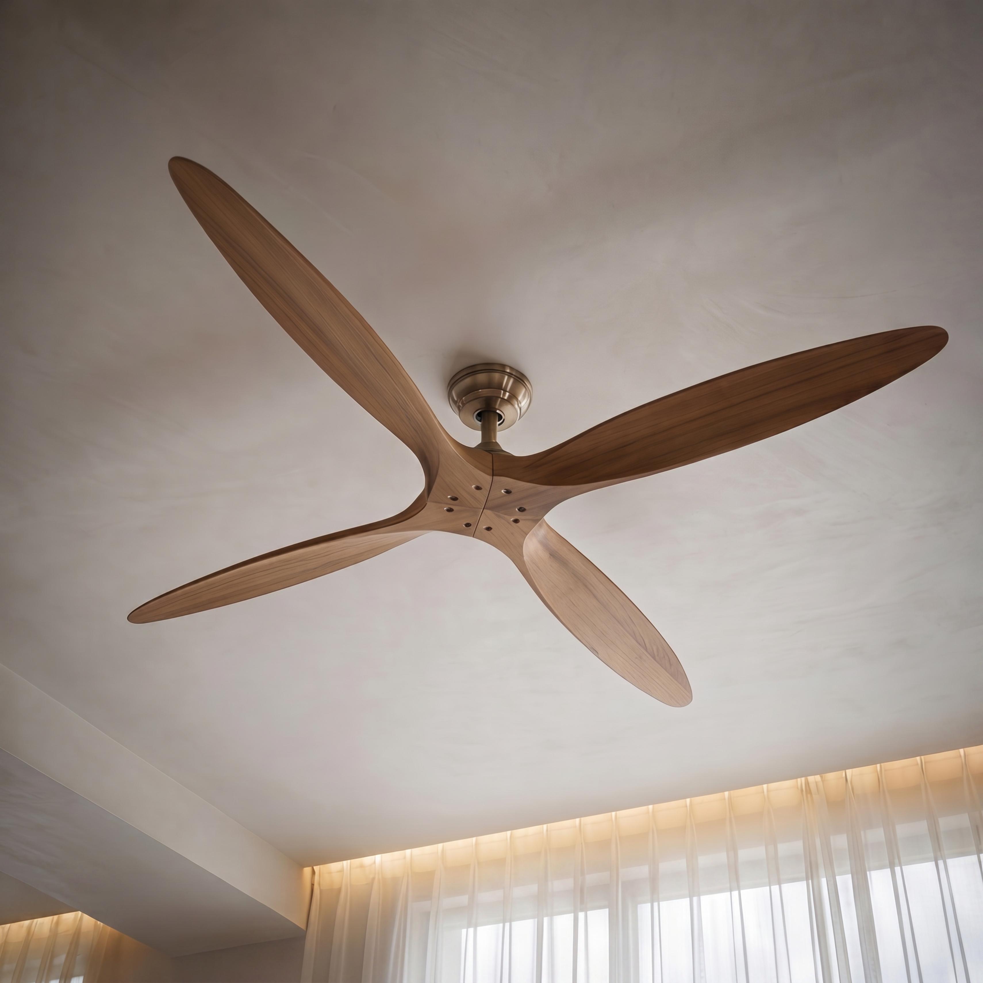 Moderner großer Deckenventilator zur flächenbündigen Montage mit Holzflügeln, 60 Inch, Gleichstrommotor, 6 Geschwindigkeitsstufen und Fernbedienung | ribuella