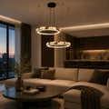 Modern Multi Ring Chandelier Pendant Light Adjustable Natural Marble Integrated LED Illumination | ribuella