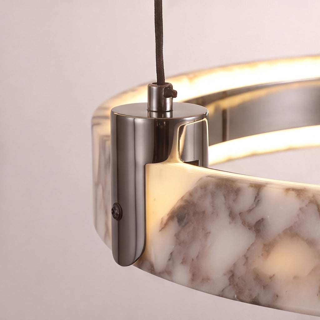 Modern Multi Ring Chandelier Pendant Light Adjustable Natural Marble Integrated LED Illumination | ribuella