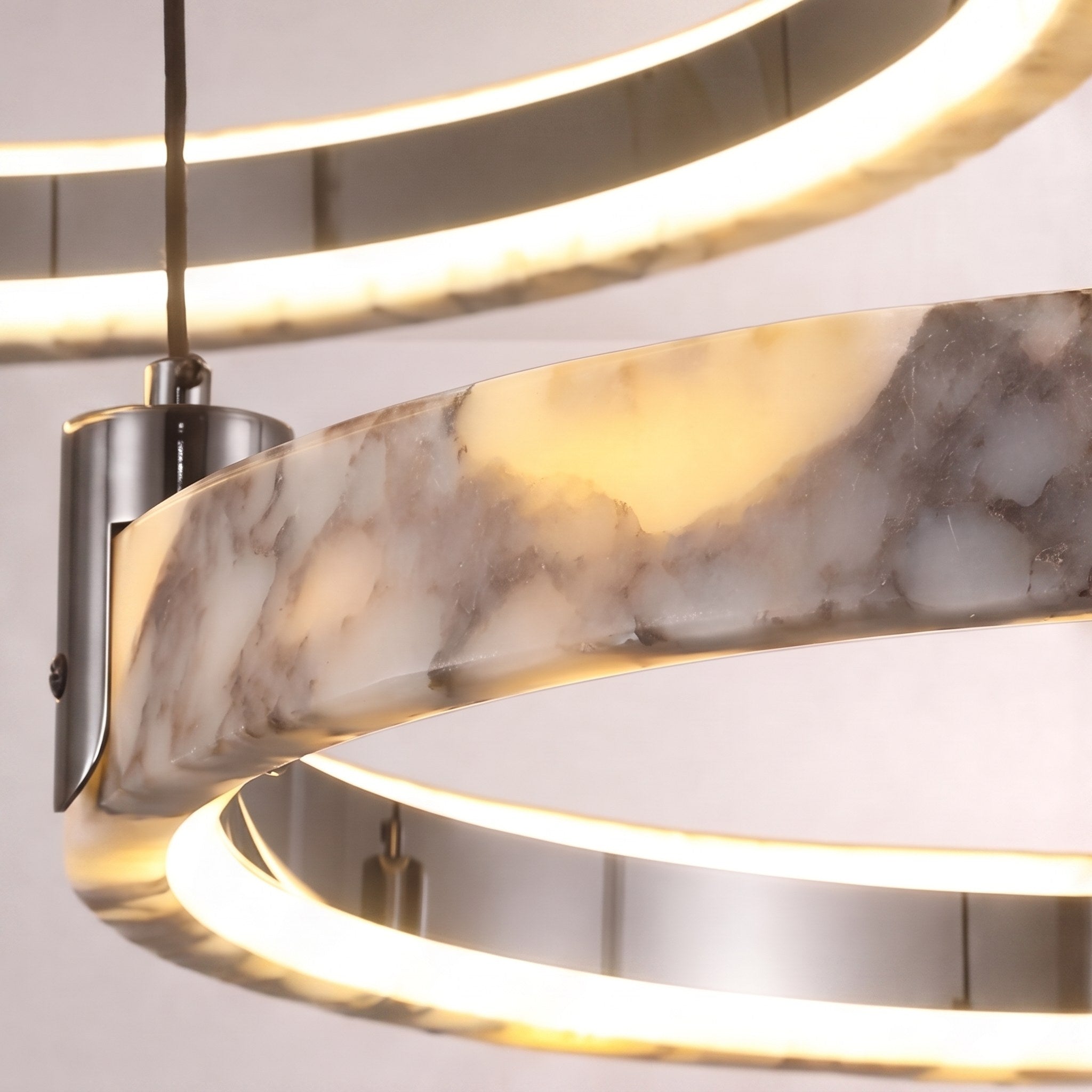 Modern Multi Ring Chandelier Pendant Light Adjustable Natural Marble Integrated LED Illumination | ribuella
