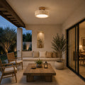 Modern Round Flush Mount Ceiling Light Fixture Yellow Travertine LED Dimmable 20cm | ribuella