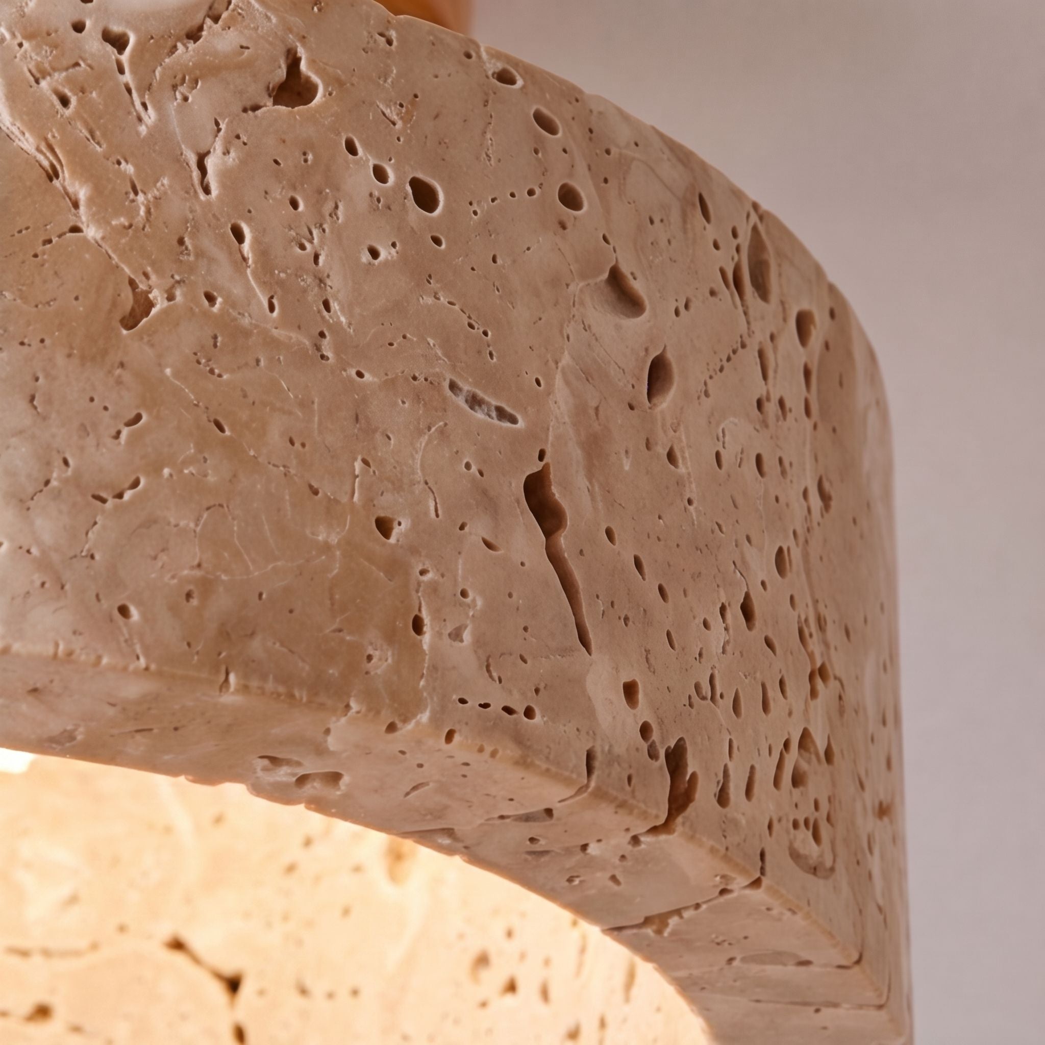 Modern Round Flush Mount Ceiling Light Fixture Yellow Travertine LED Dimmable 20cm | ribuella