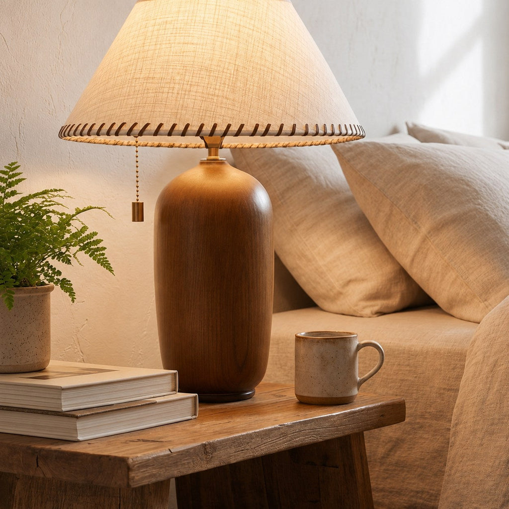 Modern Wood Table Lamp Adjustable LED Design for Home Office Nightstand or Desk Use | ribuella
