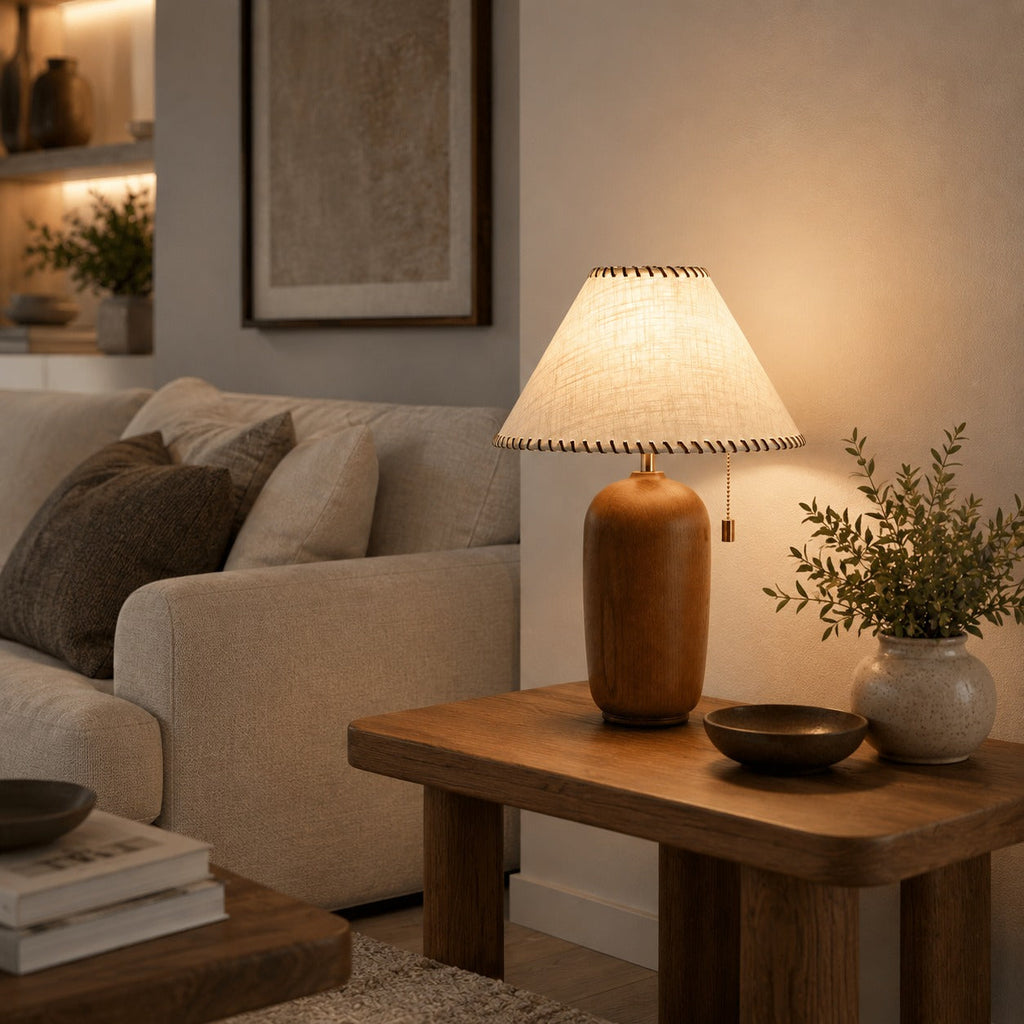 Modern Wood Table Lamp Adjustable LED Design for Home Office Nightstand or Desk Use | ribuella