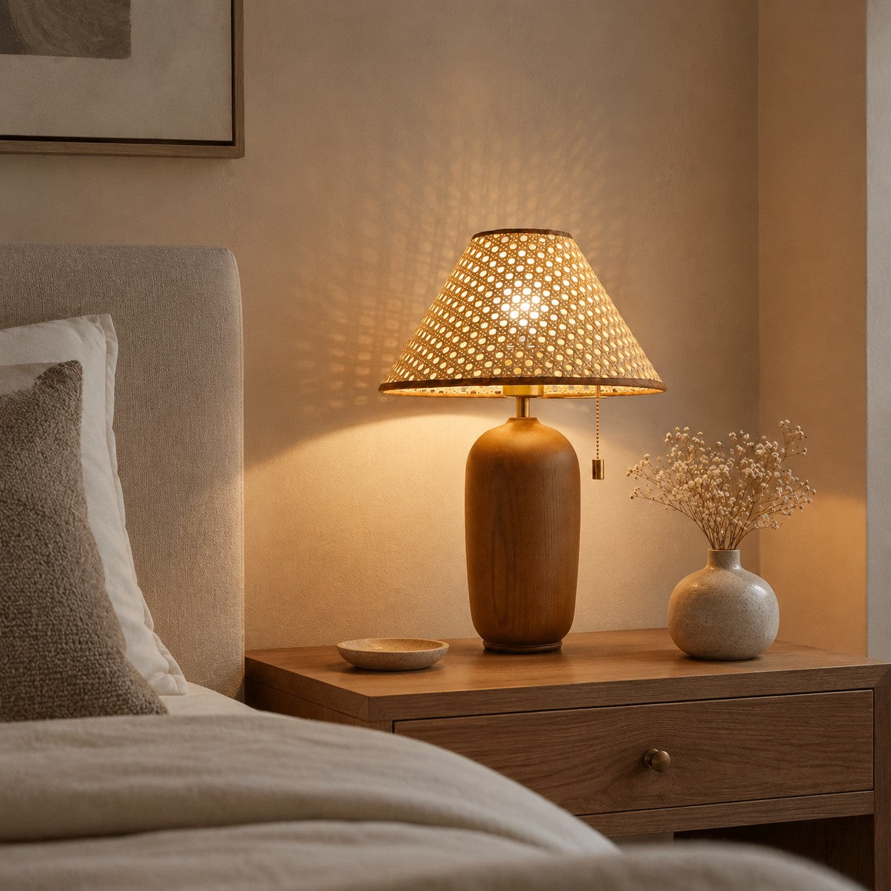 Modern Wood Table Lamp Adjustable LED Design for Home Office Nightstand or Desk Use | ribuella