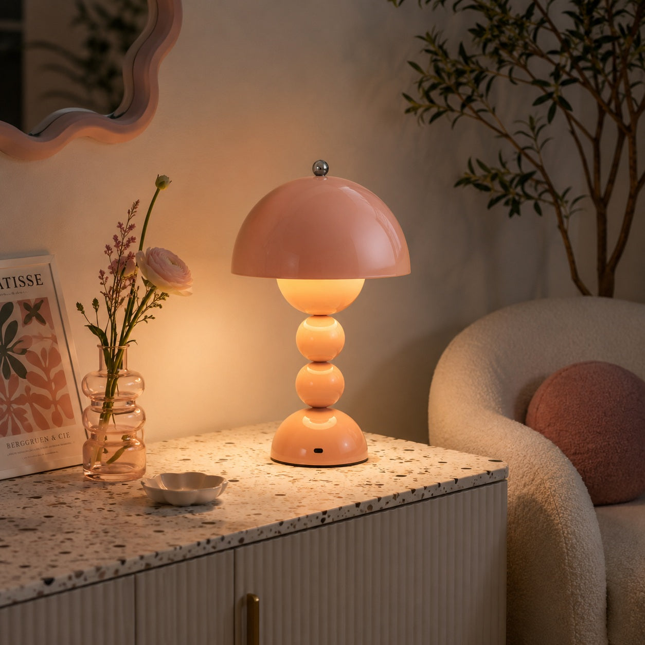 Nordisk stil bordlampe, transportabel akryl-LED-lampe med berøringsstyring til indendørs brug, USB-drevet | ribuella