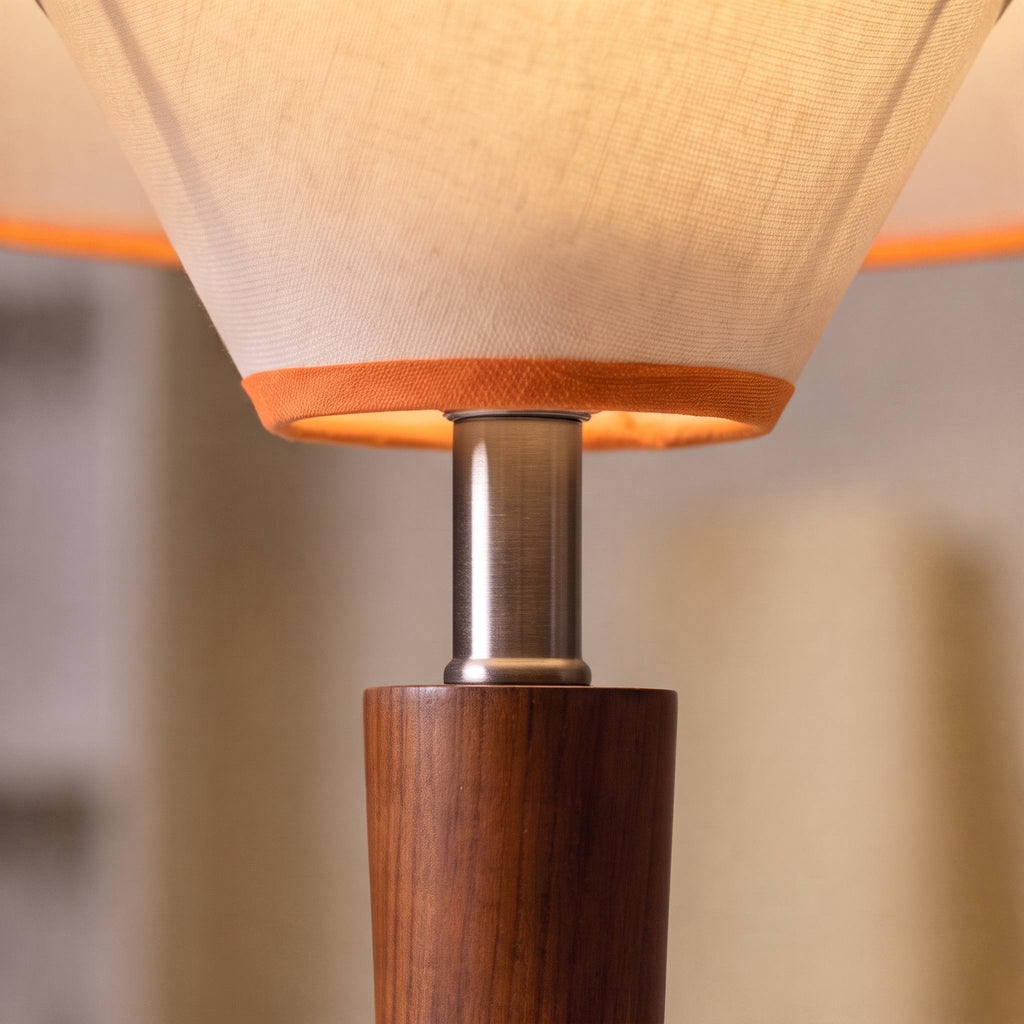 Modern Table Lamp with Wooden Base and Fabric Shade Plug-in Adjustable Dimmable 40W E26/E27 | ribuella