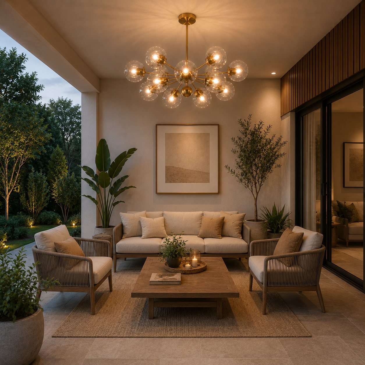 Candelabru modern, etajat, suspendat, cu structură din alamă, globuri din sticlă striată și design cu 12 lumini | ribuella