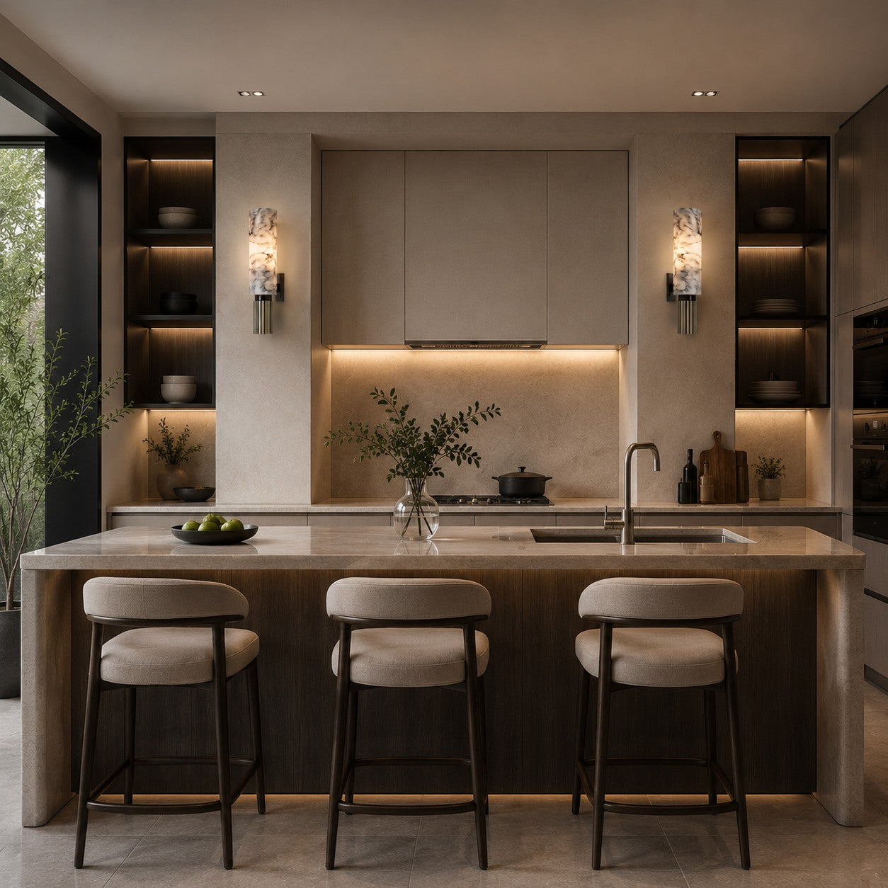 Modern Wall Light Hardwired Polished Marble LED Fixture for Elegant Illumination | ribuella