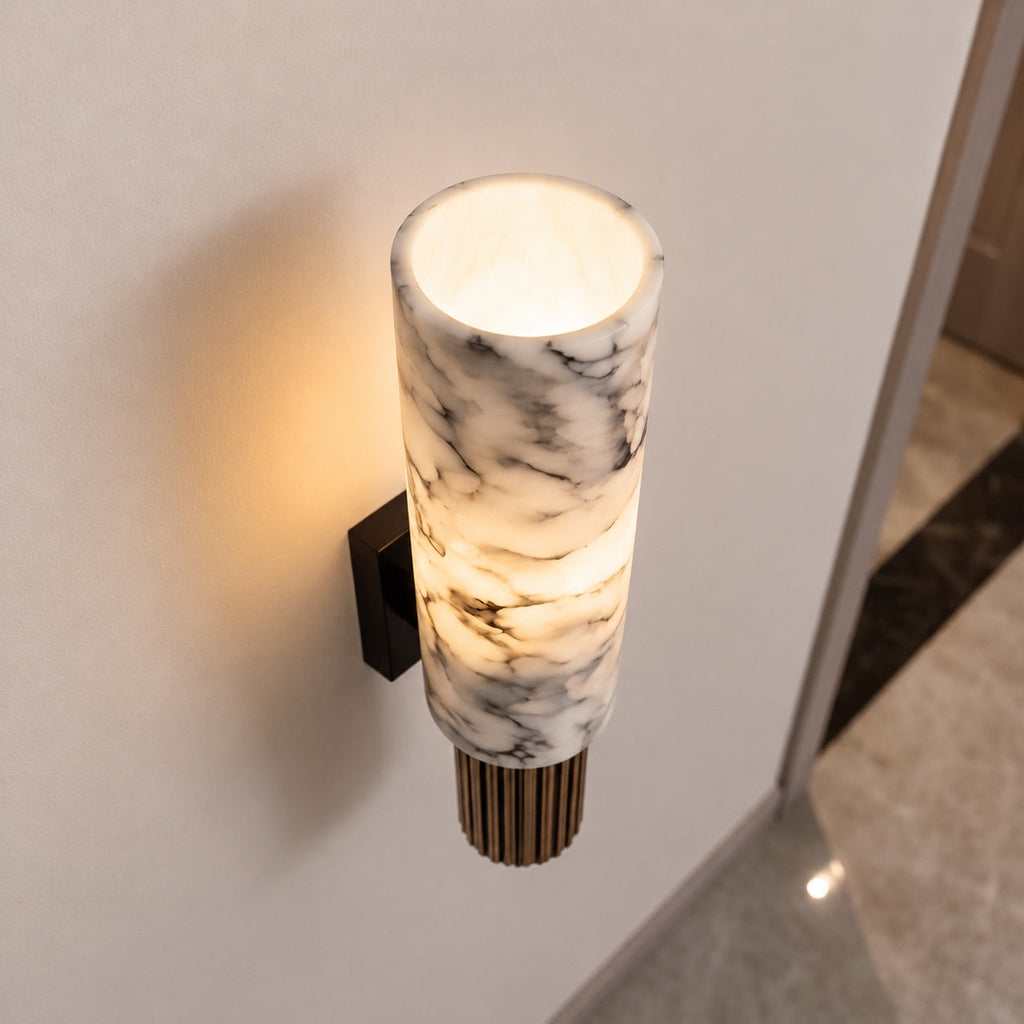 Modern Wall Light Hardwired Polished Marble LED Fixture for Elegant Illumination | ribuella