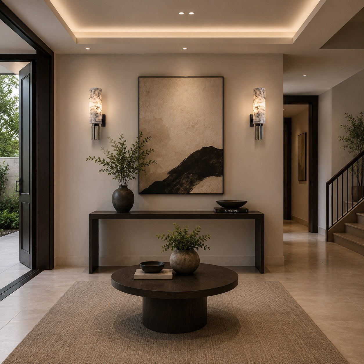 Modern Wall Light Hardwired Polished Marble LED Fixture for Elegant Illumination | ribuella