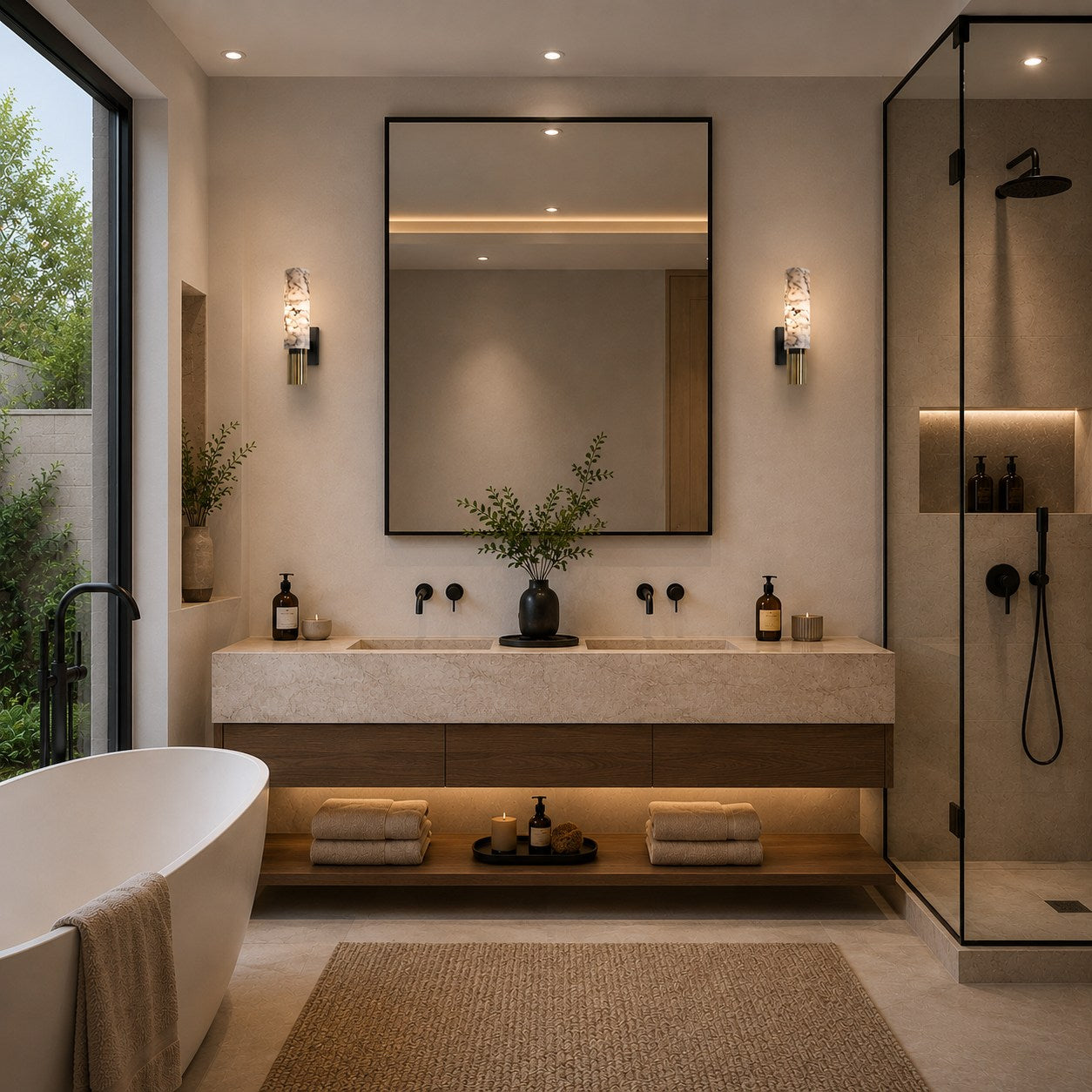 Modern Wall Light Hardwired Polished Marble LED Fixture for Elegant Illumination | ribuella