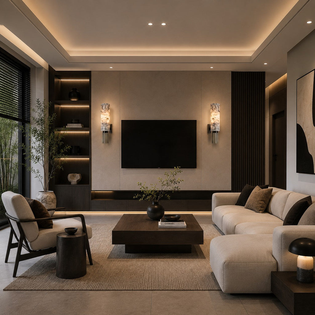 Modern Wall Light Hardwired Polished Marble LED Fixture for Elegant Illumination | ribuella