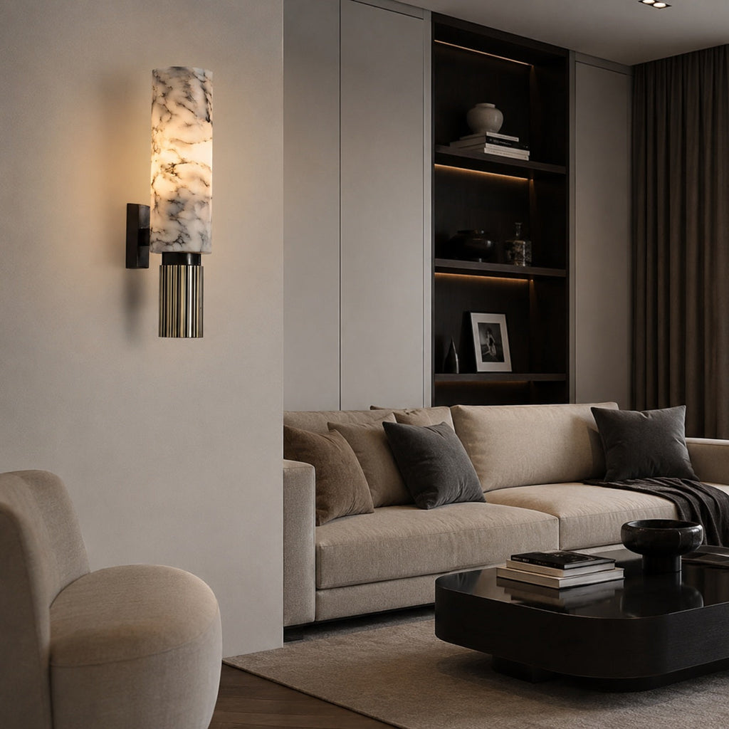 Modern Wall Light Hardwired Polished Marble LED Fixture for Elegant Illumination | ribuella