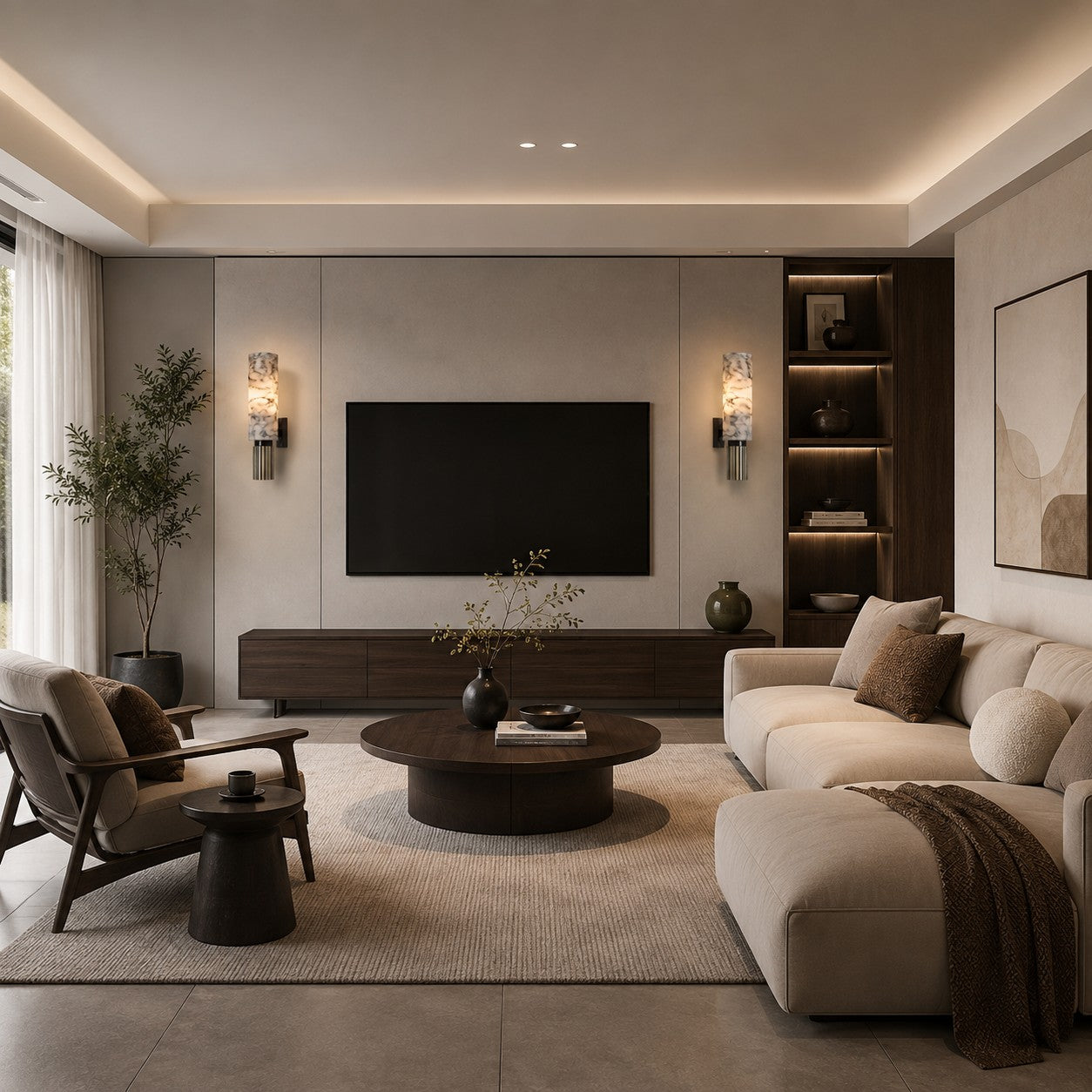 Modern Wall Light Hardwired Polished Marble LED Fixture for Elegant Illumination | ribuella