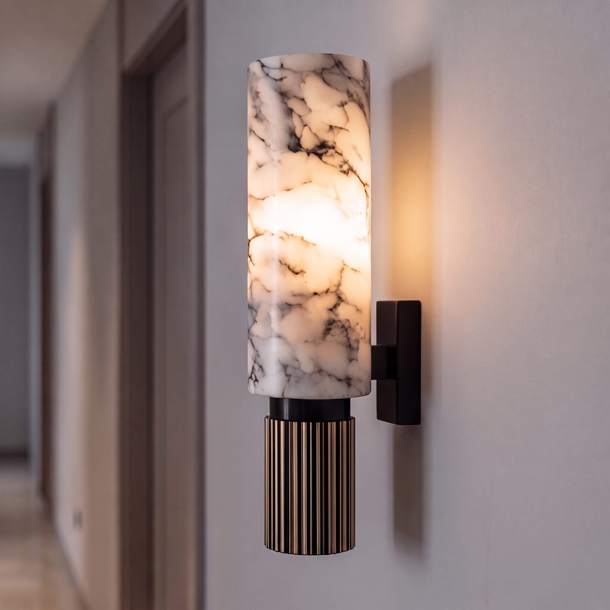 Modern Wall Light Hardwired Polished Marble LED Fixture for Elegant Illumination | ribuella