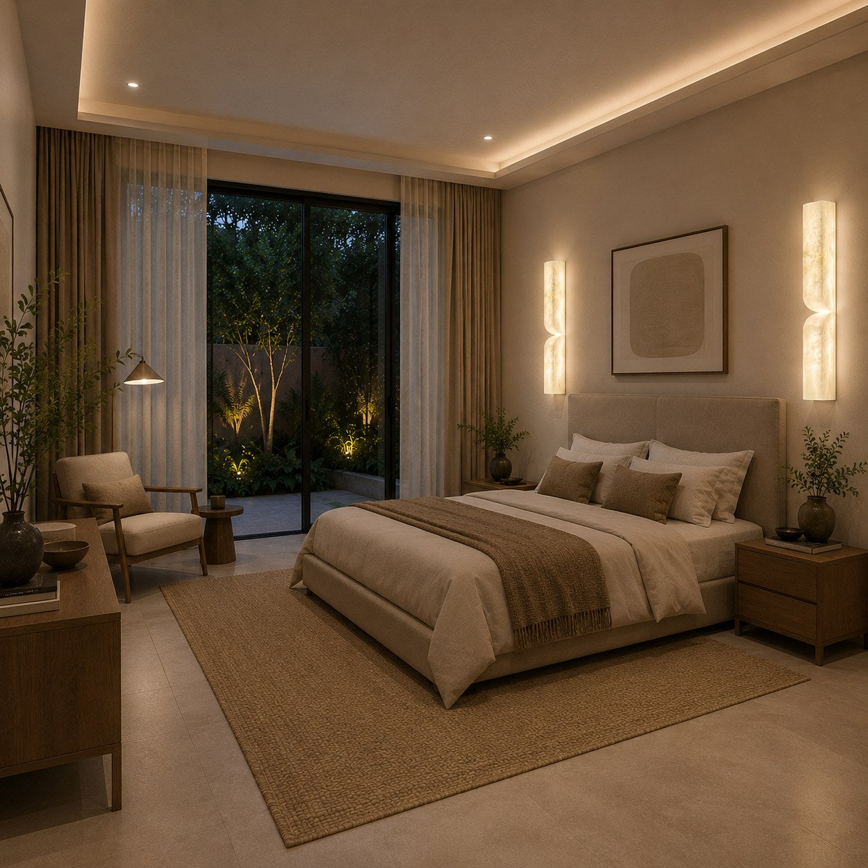 Moderne Wandleuchte, wandmontierte Alabaster-Wandleuchte mit Kupferakzenten, LED-Warmlicht für eine angenehme Atmosphäre | ribuella