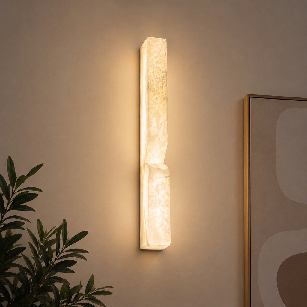 Moderne Wandleuchte, wandmontierte Alabaster-Wandleuchte mit Kupferakzenten, LED-Warmlicht für eine angenehme Atmosphäre | ribuella