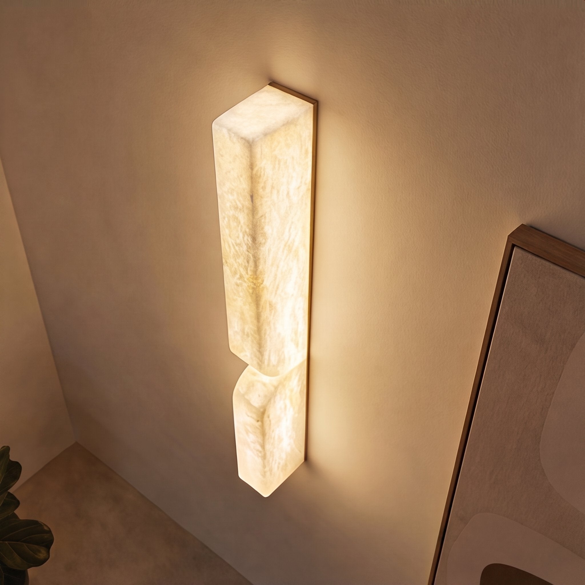 Moderne Wandleuchte, wandmontierte Alabaster-Wandleuchte mit Kupferakzenten, LED-Warmlicht für eine angenehme Atmosphäre | ribuella
