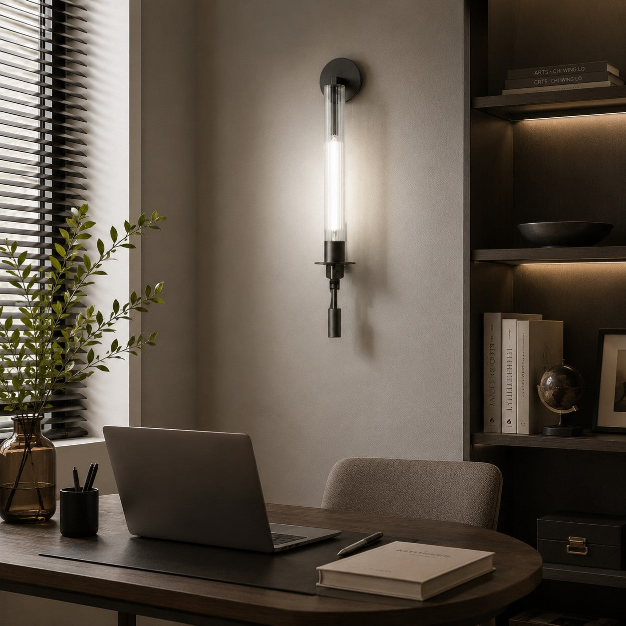 Moderne Wandleuchte zur Wandmontage mit Kupferrahmen und Klarglasschirm, dimmbare LED-Akzentleuchte | ribuella