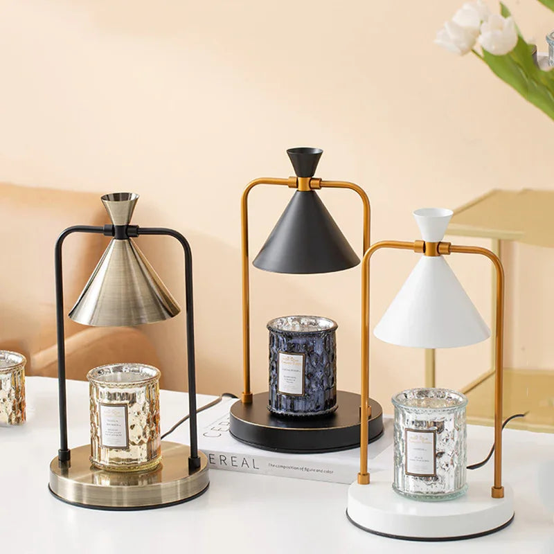 Moderní lampa na ohřev svíček s nastavitelnou výškou, kovovým designem, halogenovým zdrojem světla a funkcí stmívání | ribuella