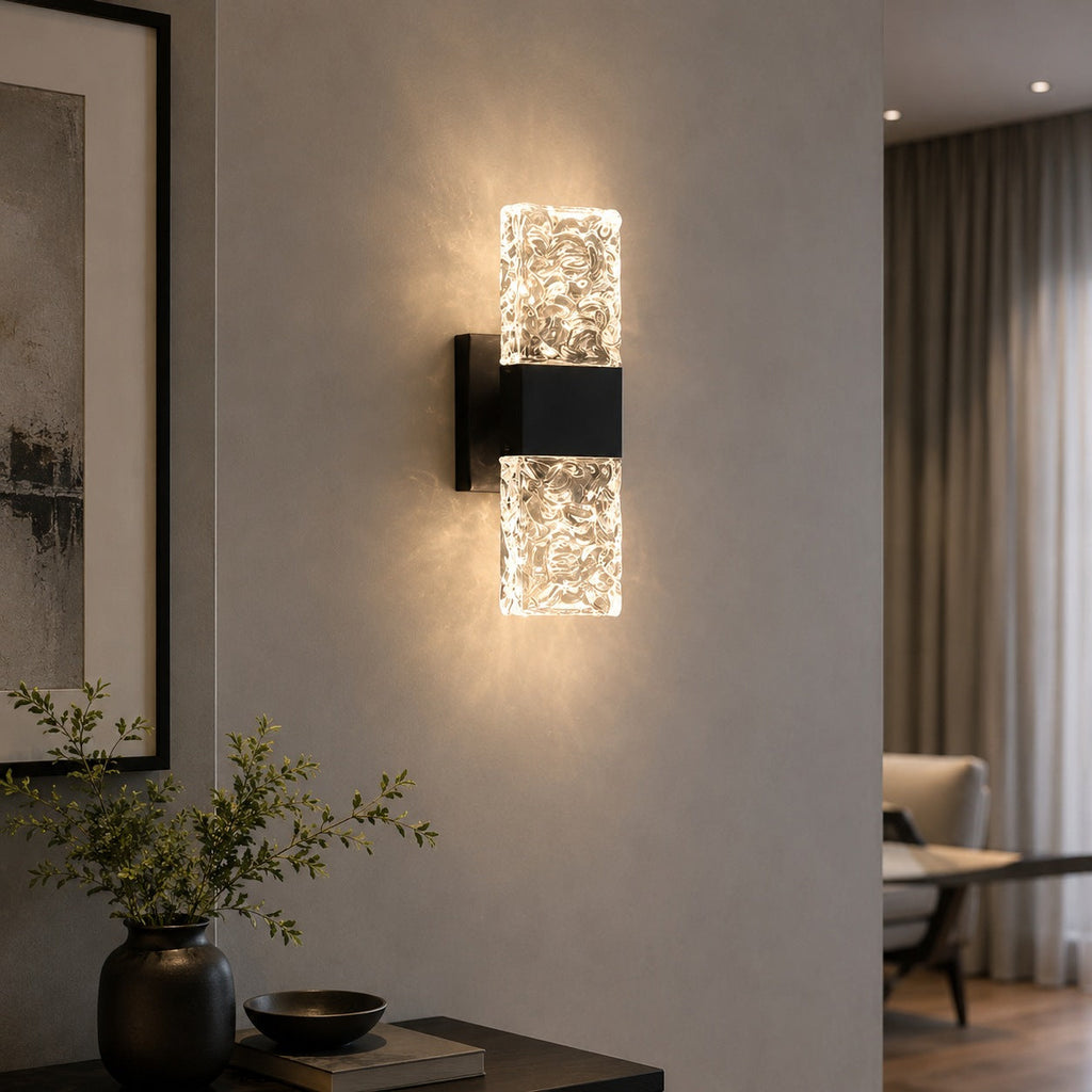 Moderne Kristall-Wandleuchte mit LED-Beleuchtung, galvanisierten Beschlägen, dimmbar, Warmweiß 3000K | ribuella