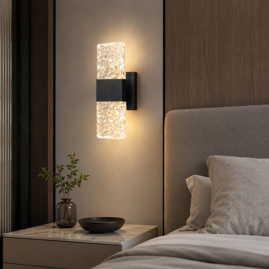 Moderne Kristall-Wandleuchte mit LED-Beleuchtung, galvanisierten Beschlägen, dimmbar, Warmweiß 3000K | ribuella