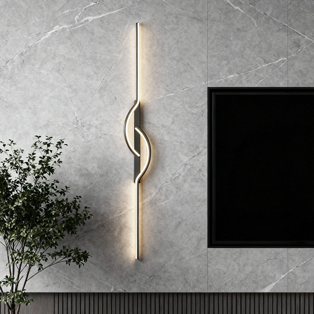 Moderne lineare Wandleuchte zur Wandmontage, schwarzes Aluminium, LED-Licht mit dimmbarem Silikonschirm | ribuella