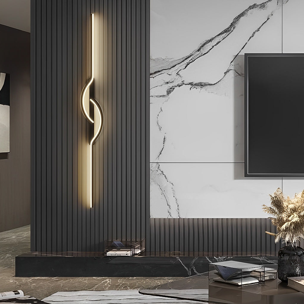 Moderne lineare Wandleuchte zur Wandmontage, schwarzes Aluminium, LED-Licht mit dimmbarem Silikonschirm | ribuella