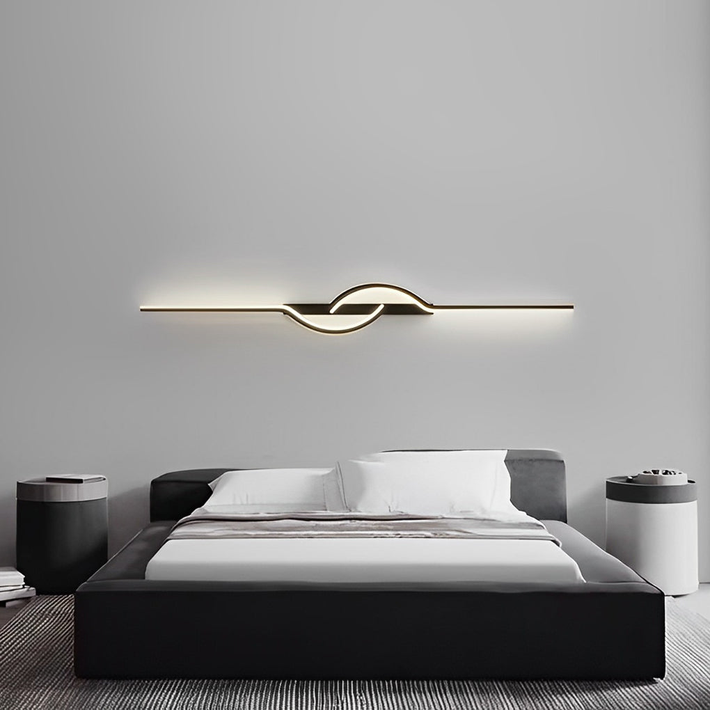 Moderne lineare Wandleuchte zur Wandmontage, schwarzes Aluminium, LED-Licht mit dimmbarem Silikonschirm | ribuella