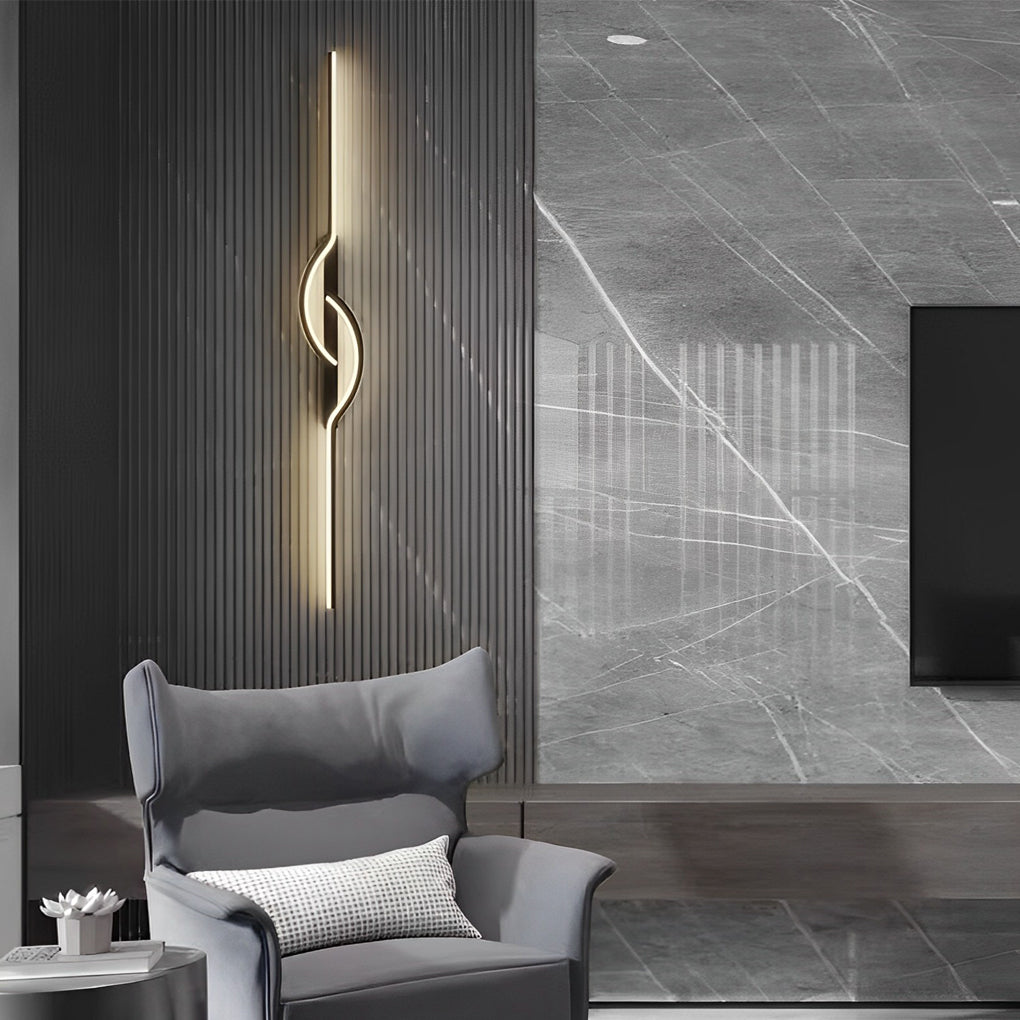 Moderne lineare Wandleuchte zur Wandmontage, schwarzes Aluminium, LED-Licht mit dimmbarem Silikonschirm | ribuella