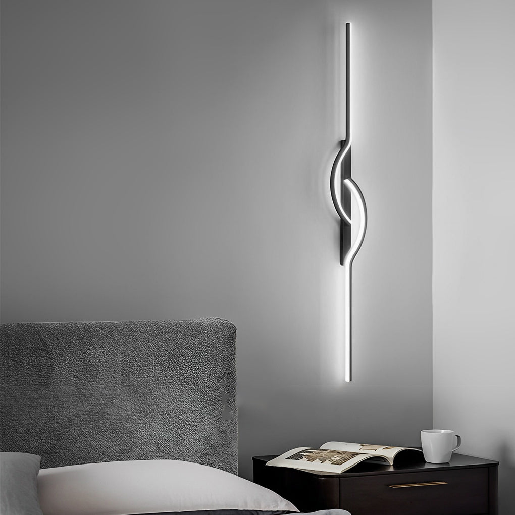 Moderne lineare Wandleuchte zur Wandmontage, schwarzes Aluminium, LED-Licht mit dimmbarem Silikonschirm | ribuella